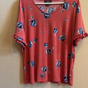 Liz Claiborne Pink Ruffled Short Sleeve Blouse